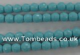 CTU910 15.5 inches 4mm faceted round synthetic turquoise beads