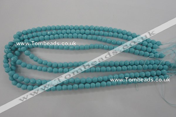 CTU911 15.5 inches 6mm faceted round synthetic turquoise beads
