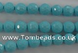 CTU912 15.5 inches 8mm faceted round synthetic turquoise beads