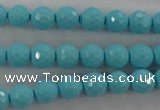 CTU912 15.5 inches 8mm faceted round synthetic turquoise beads