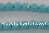 CTU913 15.5 inches 10mm faceted round synthetic turquoise beads