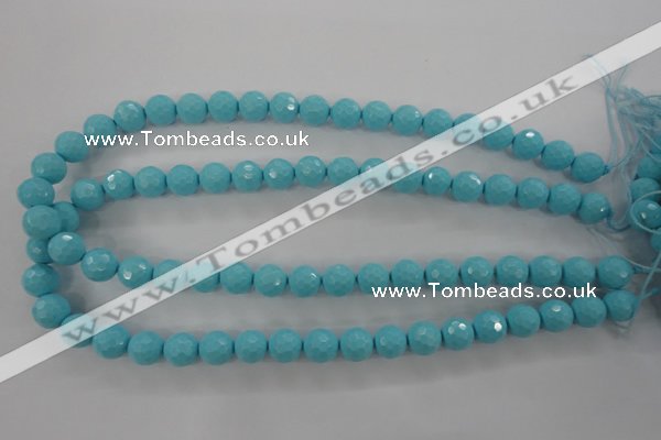 CTU913 15.5 inches 10mm faceted round synthetic turquoise beads