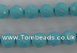 CTU914 15.5 inches 12mm faceted round synthetic turquoise beads