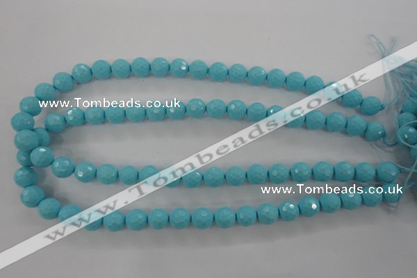 CTU914 15.5 inches 12mm faceted round synthetic turquoise beads