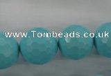 CTU915 15.5 inches 14mm faceted round synthetic turquoise beads
