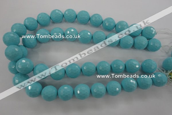 CTU915 15.5 inches 14mm faceted round synthetic turquoise beads