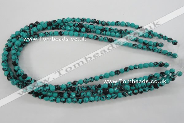 CTU931 15.5 inches 6mm faceted round synthetic turquoise beads