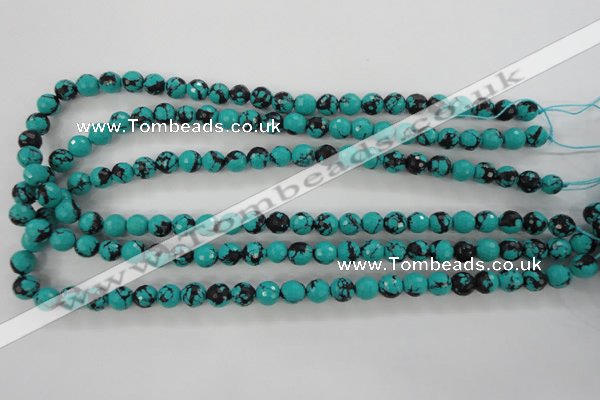 CTU932 15.5 inches 8mm faceted round synthetic turquoise beads