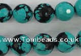 CTU935 15.5 inches 14mm faceted round synthetic turquoise beads