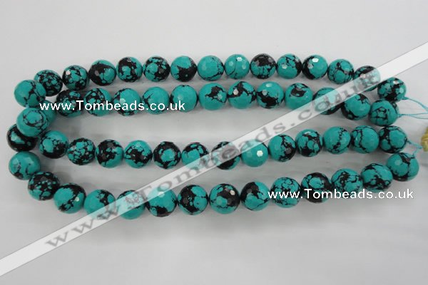 CTU935 15.5 inches 14mm faceted round synthetic turquoise beads