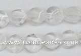 CTW01 15.5 inches 12mm twisted coin white crystal beads wholesale