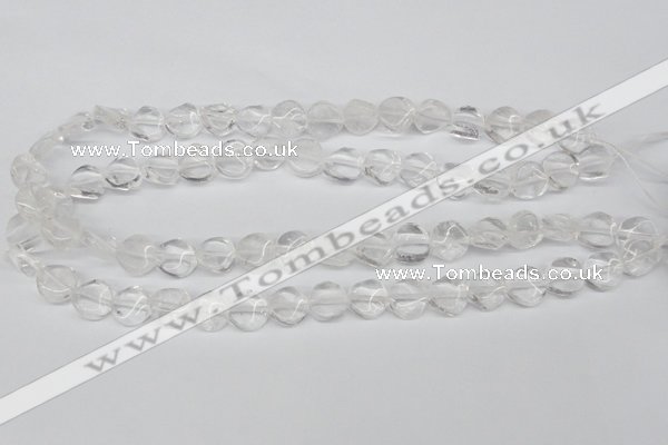 CTW01 15.5 inches 12mm twisted coin white crystal beads wholesale