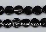 CTW03 15.5 inches 12mm twisted coin black agate beads wholesale