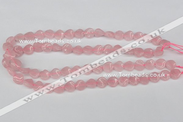 CTW04 15.5 inches 12mm twisted coin rose quartz beads wholesale