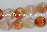 CTW05 15.5 inches 12mm twisted coin agate gemstone beads wholesale