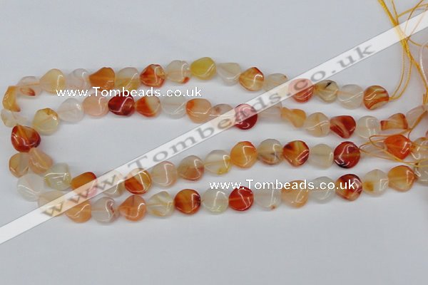 CTW05 15.5 inches 12mm twisted coin agate gemstone beads wholesale