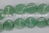 CTW07 15.5 inches 12mm twisted coin green aventurine beads wholesale