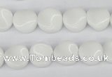 CTW08 15.5 inches 12mm twisted coin white agate beads wholesale