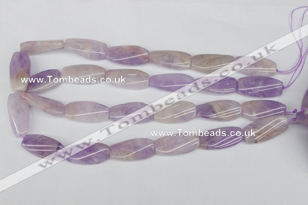 CTW100 15.5 inches 15*30mm twisted rectangle lavender amethyst beads