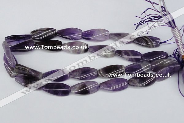 CTW102  15.5 inches 15*30mm twisted rectangle amethyst beads