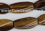 CTW103 15.5 inches 15*30mm twisted rectangle tiger eye beads