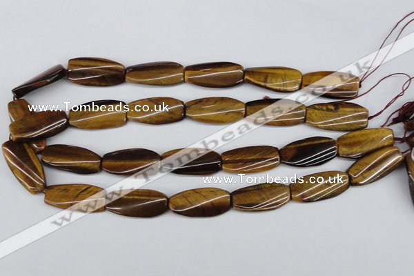 CTW103 15.5 inches 15*30mm twisted rectangle tiger eye beads