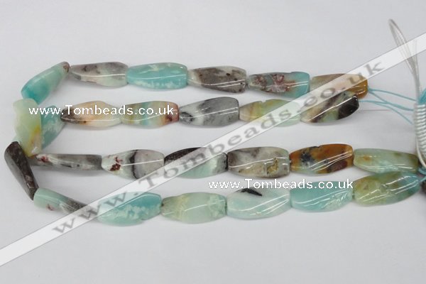 CTW104 15.5 inches 15*30mm twisted rectangle amazonite beads