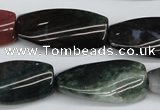 CTW105  15.5 inches 15*30mm twisted rectangle moss agate beads