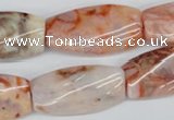 CTW107 15.5 inches 15*30mm twisted rectangle agate beads wholesale