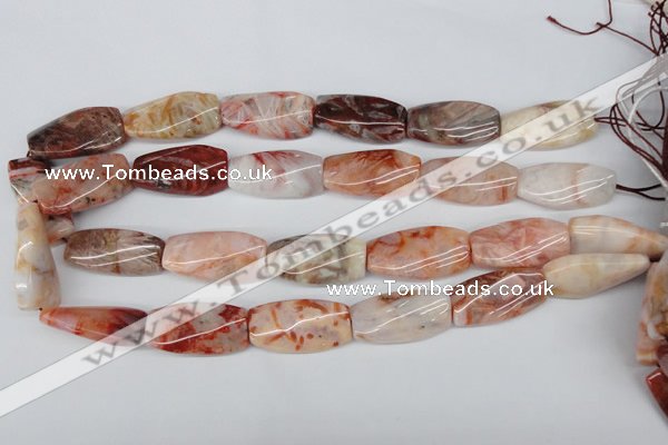 CTW107 15.5 inches 15*30mm twisted rectangle agate beads wholesale