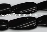 CTW108 15.5 inches 15*30mm twisted rectangle black agate beads