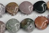 CTW11 15.5 inches 16mm twisted coin Indian agate beads wholesale