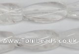 CTW110 15.5 inches 15*30mm twisted rectangle white crystal beads