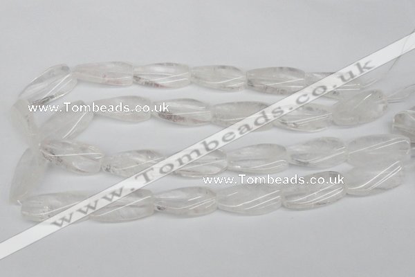 CTW110 15.5 inches 15*30mm twisted rectangle white crystal beads