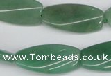 CTW111 15.5 inches 15*30mm twisted rectangle green aventurine beads