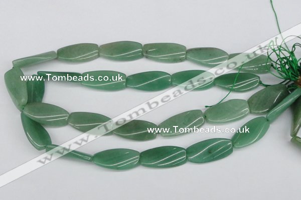 CTW111 15.5 inches 15*30mm twisted rectangle green aventurine beads