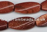 CTW112 15.5 inches 15*30mm twisted rectangle goldstone beads