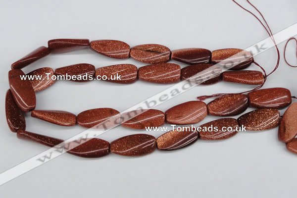 CTW112 15.5 inches 15*30mm twisted rectangle goldstone beads