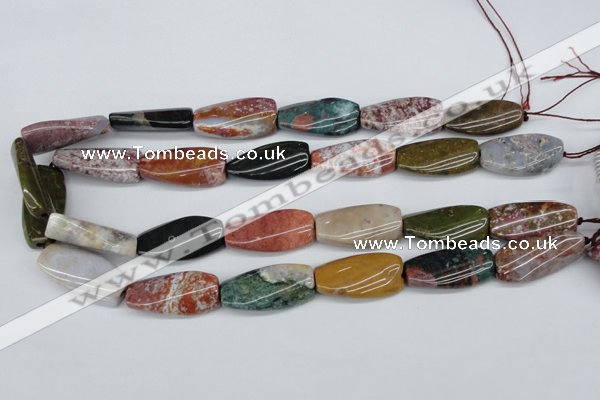 CTW113 15.5 inches 15*30mm twisted rectangle Indian agate beads