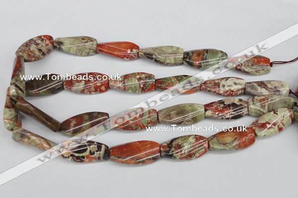 CTW119 15.5 inches 15*30mm twisted rectangle rainforest agate beads