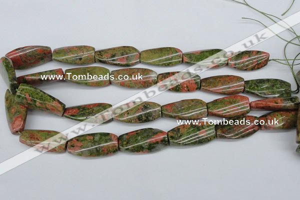 CTW120 15.5 inches 15*30mm twisted rectangle unakite gemstone beads