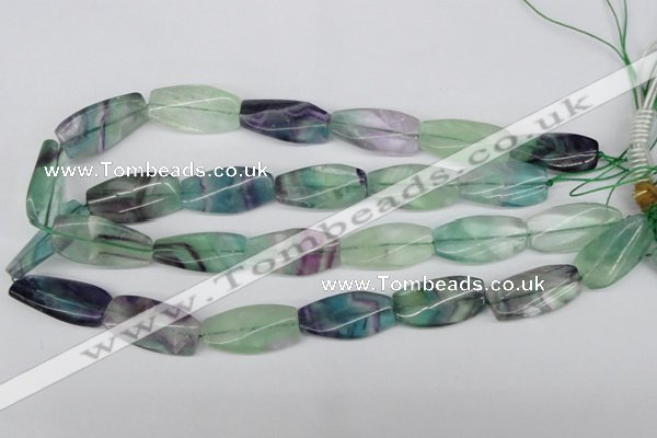 CTW121 15.5 inches 15*30mm twisted rectangle fluorite gemstone beads