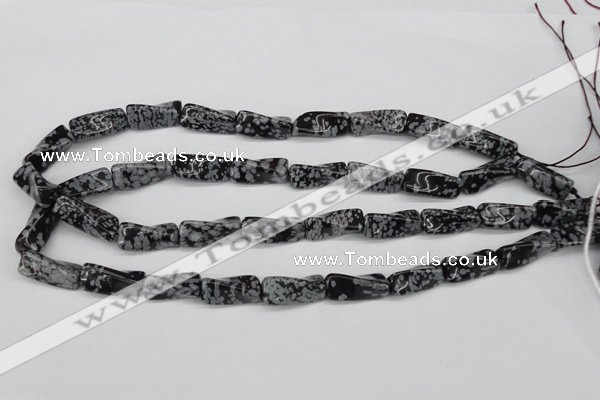 CTW122 15.5 inches 10*20mm twisted trihedron snowflake obsidian beads