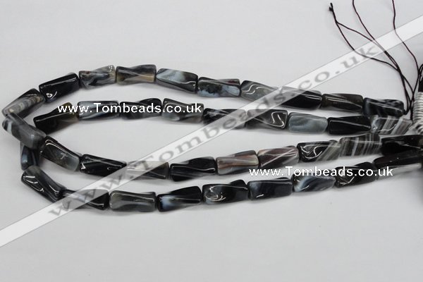 CTW128 15.5 inches 9*20mm twisted trihedron madagascar agate beads