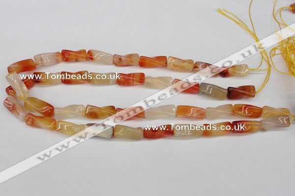 CTW130 15.5 inches 10*20mm twisted trihedron agate gemstone beads