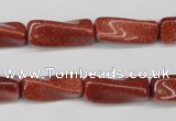 CTW132 15.5 inches 10*20mm twisted trihedron goldstone beads