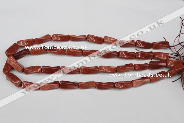 CTW132 15.5 inches 10*20mm twisted trihedron goldstone beads