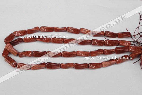 CTW132 15.5 inches 10*20mm twisted trihedron goldstone beads