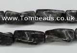 CTW135 15.5 inches 9*20mm twisted trihedron black labradorite beads