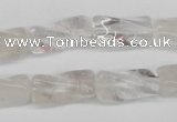 CTW137 15.5 inches 9*20mm twisted trihedron white crystal beads